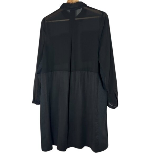 DO+BE black sheer paneled long sleeve button front dress size S - Picture 4 of 7